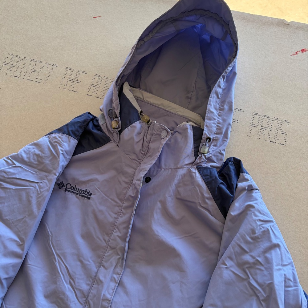 Y2K Columbia Sportswear Jacket Hooded Parka Purple Navy Blue Colorblock